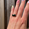 trilogie ring chrome diopside emerald cut rechthoek
