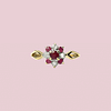 vintage ring robijn en diamant cluster 9k goud
