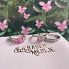 vintage witgouden ringen met roze steen (saffier) en diamant