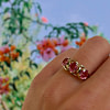 vintage ring roze saffier trilogie goud