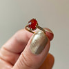 vintage ring amber rood 9k goud
