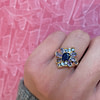 vintage cluster ring blauwe edelstenen 9k goud