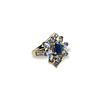 vintage statement ring blauwe saffier cluster 9k goud