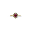 vintage ring met robijn en diamant cluster entourage ring 9k goud