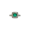 smaragd en diamant ring vintage witgoud