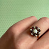 vintage ring opaal en granaat cluster 9k goud