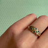 vintage gouden ring saffier en jade 9 karaat