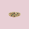 vintage gouden ring saffier en jade gedraaid