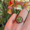 gouden toermalijn bloem cluster ring vintage