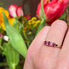 robijn trilogie ring met diamant vintage gouden ring