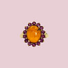 vintage amber barnsteen ring cluster granaat goud