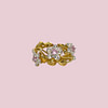 vintage ring met bloemen en roze saffier 9k goud