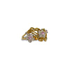 vintage ring met bloemen en roze saffier goud
