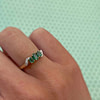 vintage ring smaragd trilogy ring met diamant 9k