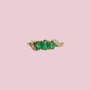 vintage ring smaragd trilogie met diamant 9k goud