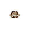 gouden ring rookkwarts cushion cut vierkant en diamant vintage ring