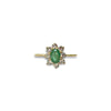 vintage cluster ring smaragd en zirkonia 9k goud