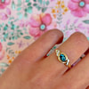vintage ring blauwe topaas en diamant gedraaide gouden ring