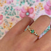 vintage ring smaragd en diamantjes goud tweedehands