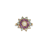 vintage ring met bloem van amethist en opaal 9 karaat goud