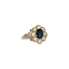 vintage ring met saffier en opaal cluster 9k goud