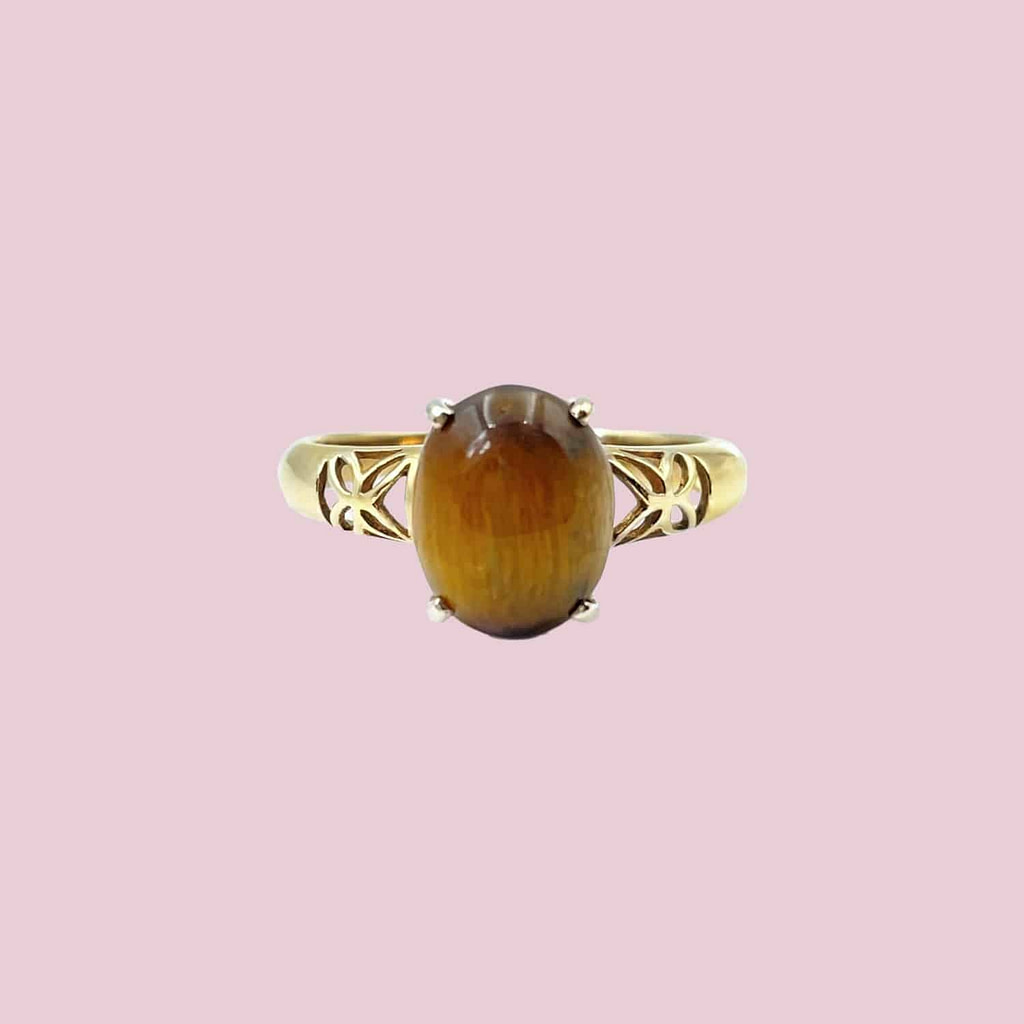 vintage ring met tijgeroog goud