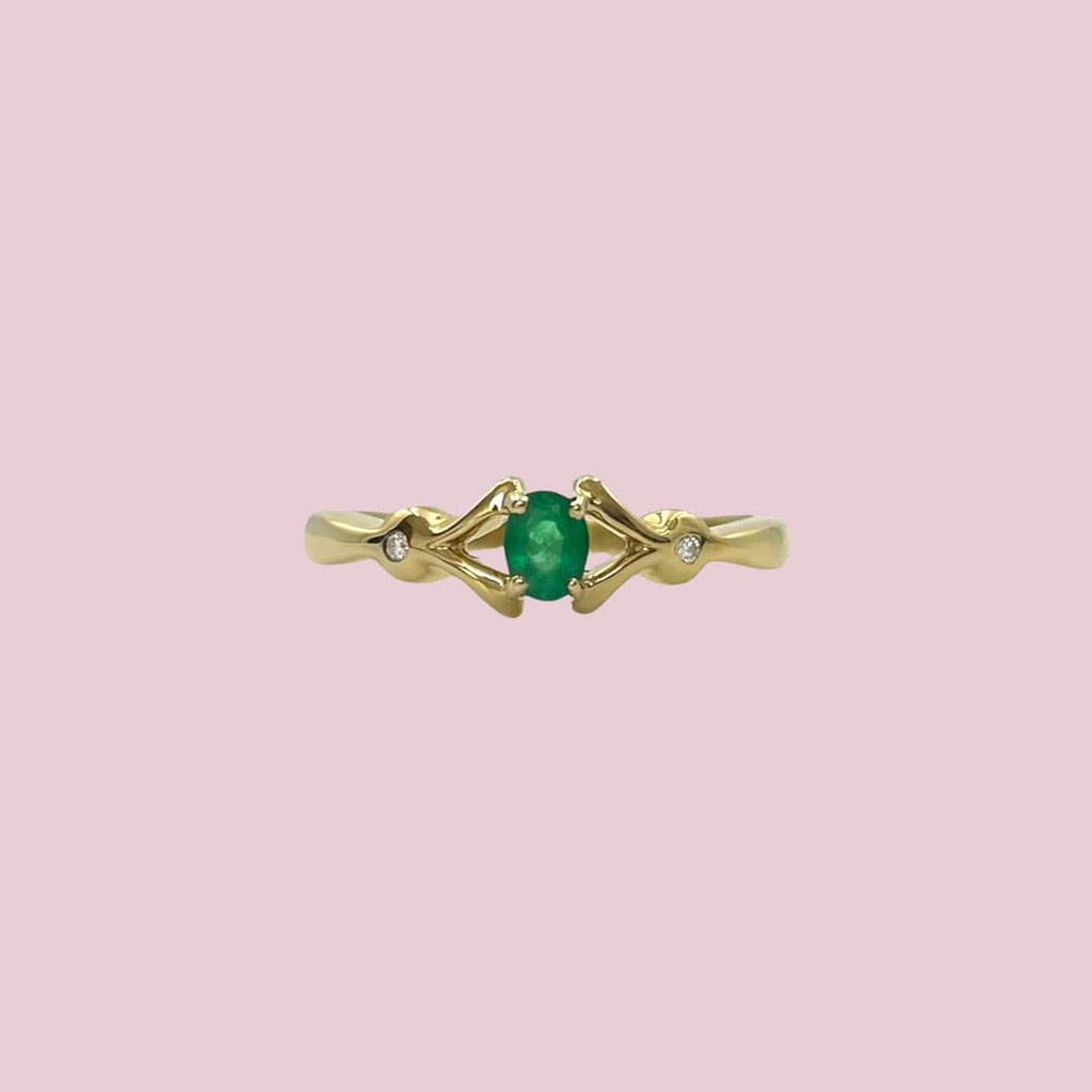smaragd en diamant ring vintage goud