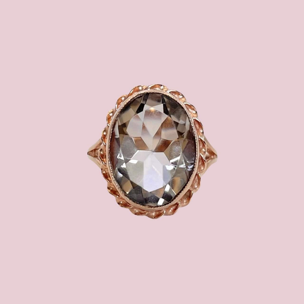 vintage ring rookkwarts rose goud 9 karaat