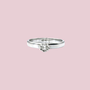 vintage ring witgoud met diamant solitair 0.05 ct