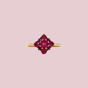 gouden vintage robijn cluster ring roze
