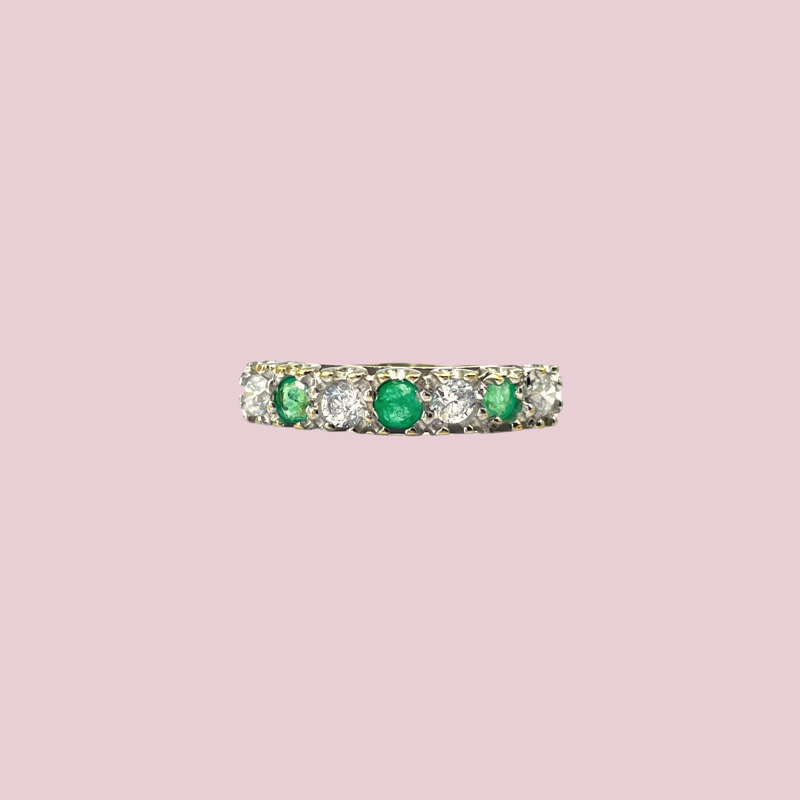gouden eternity ring smaragd vintage rij ring