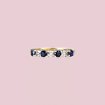 vintage eternity ring saffier en diamant rij ring