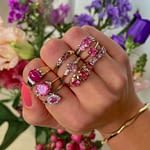 vintage gouden ring roze steen edelstenen