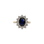 vintage cluster ring met synthetische saffier