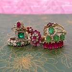 vintage ringen goud met smaragd en robijn