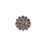 gouden ring tanzaniet cluster bloem vintage