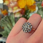 tanzaniet cluster ring vintage 9k goud