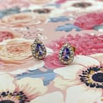 tanzaniet druppel oorbellen oorstekers diamant halo pear cut