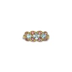 vintage gouden cocktail ring roze en blauwe topaas