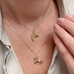 vintage gouden bedels ketting hangertjes eenhoorn maan ster