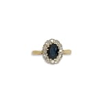 vintage lady di ring saffier en diamant cluster