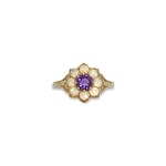 vintage ring met bloem cluster van amethist en opaal goud