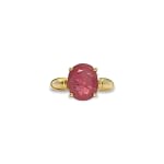 vintage ring robijn solitair rood roze steen