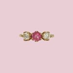 vintage trilogie ring met roze saffier