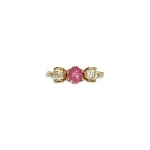 vintage trilogie ring met roze saffier en zirkonia