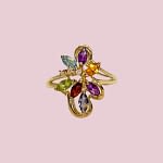 vintage ring cluster gekleurde edelstenen