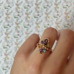 vintage ring multi stone diamant aan de hand