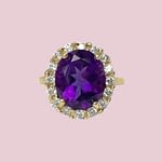 gouden amethist ring met diamant vintage stijl