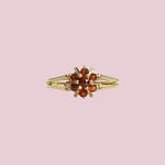 vintage ring granaat cluster bloem