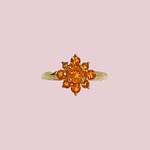 vintage ring oranje granaat bloem cluster